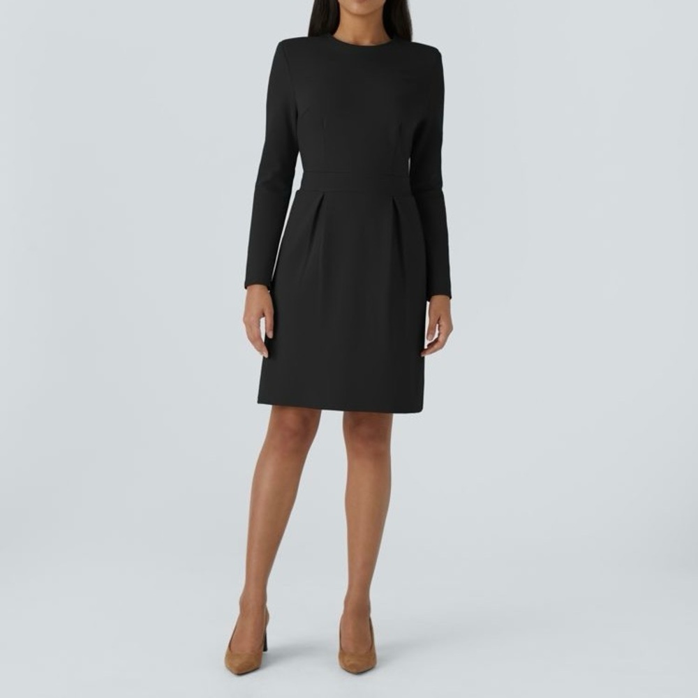 NWT Halara Round Neck Shoulder Pad Long Sleeve Work Dress in Black size X-Small